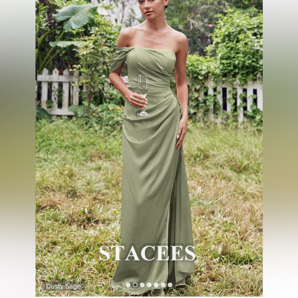 NEW Strapless Sleeveless Floor-Length Stretch Satin Bridesmaid Dress SIZE 4
